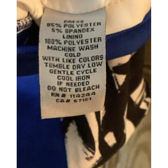 Eliza J Womens Shift Dress Size 6 Short Sleeves Black And Blue Print - Picture 3 of 5